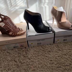 2 pair Nine West peep toe heels and Tan Peep Toe Wedges take all 3 for $30